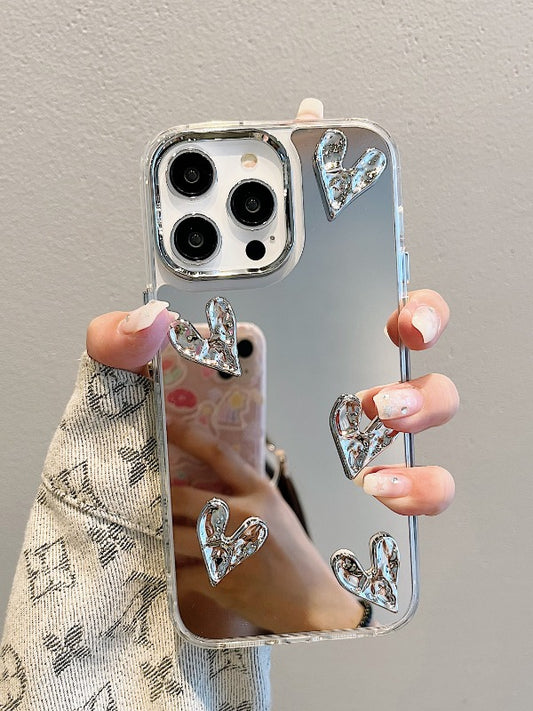 kikzap imobile Electroplated Pleated 3D Love Phone Case for iPhone Series - Mirror Finish with Bracelet - kikizap