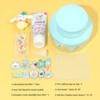 Kikizap Simulation Double Cake Jewelry Box DIY Kit with Cream Glue - Children's Handmade Gift - kikizap