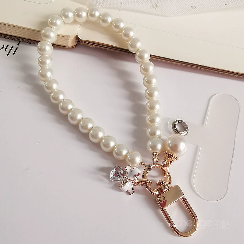 Kikizap Pearl Camellia Beaded Phone Chain - Ins Fashion - kikizap