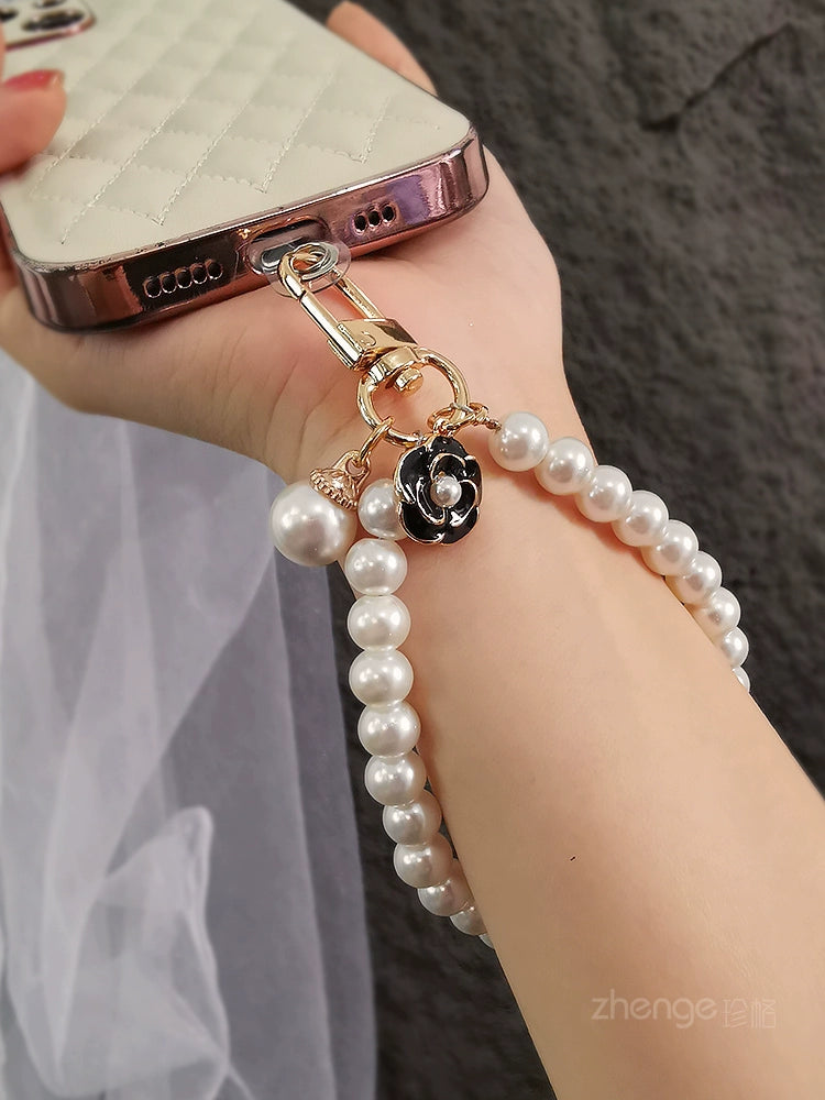 Kikizap Pearl Camellia Beaded Phone Chain - Ins Fashion - kikizap