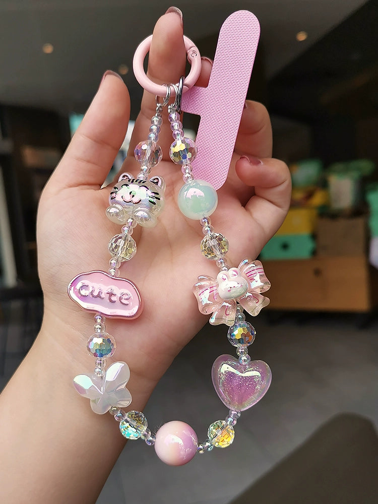 Kikizap Luminous Cat Glitter Heart Phone Chain - Stylish and Durable - kikizap