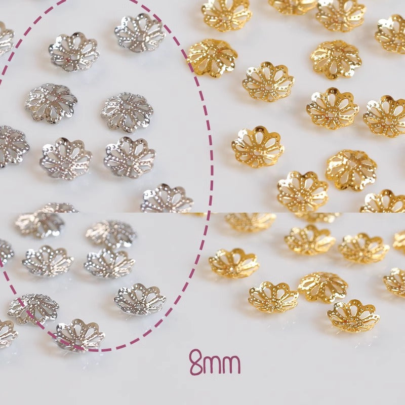 Kikizap 18K Gold Plated Filigree Bead Caps for DIY Jewelry - Assorted Sizes - kikizap