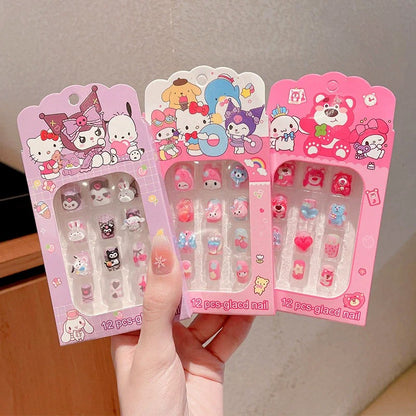 Kikizap Sanrio Melody Strawberry Bear Cinnamoroll Cartoon Nail Stickers - Cute, Waterproof, Long-lasting
